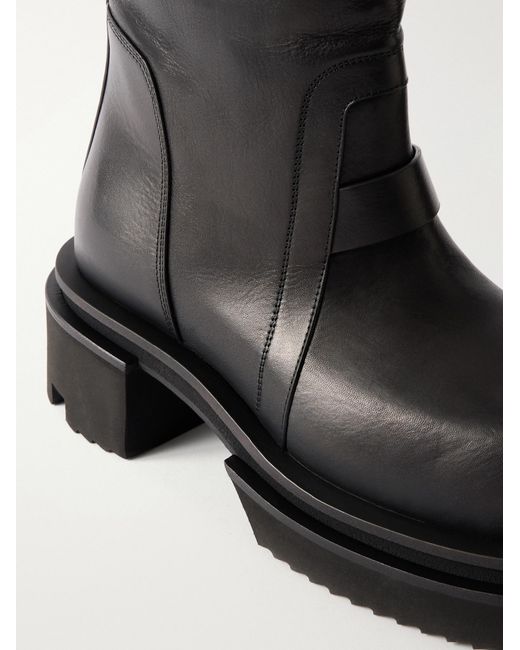 Rick Owens Black Platform Leather Boots