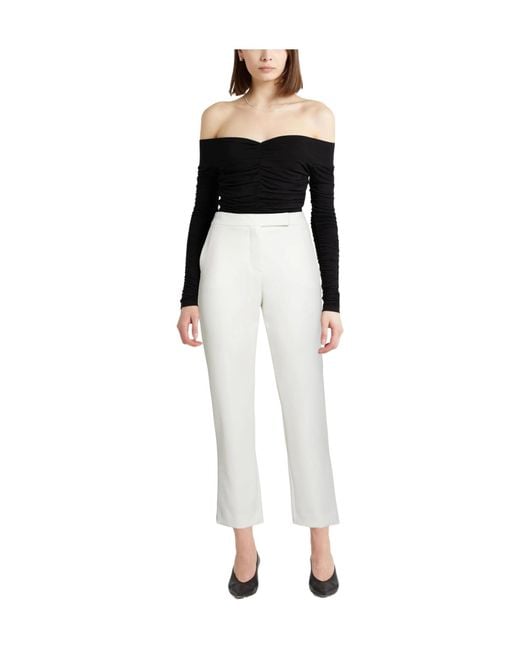 Max Mara White Minimal Straight Leg Pants