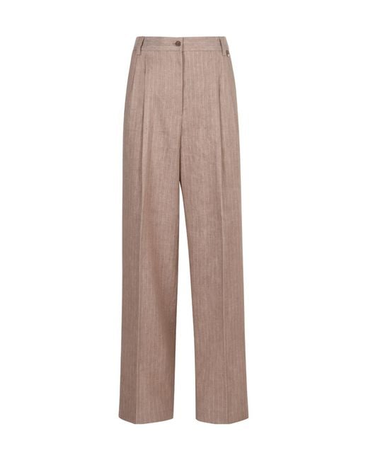 Herno Brown Pinstriped Trousers