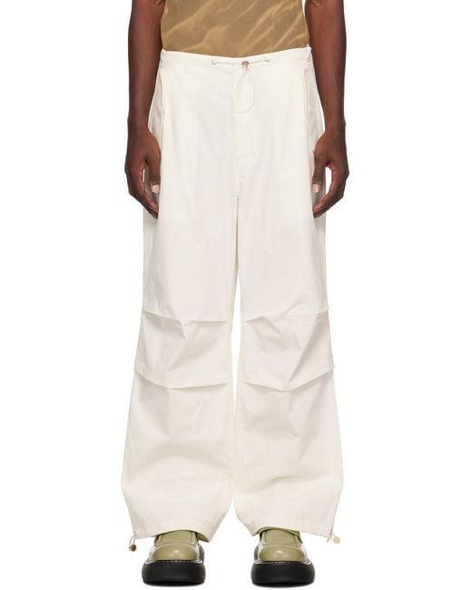 Dion Lee White Drawstring Parachute Trousers for men