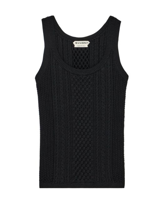 J.W. Anderson Black Cable-Knit Sleeveless Top