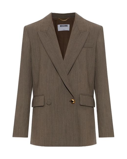 Moschino Brown Double-Breasted Suit Jacket