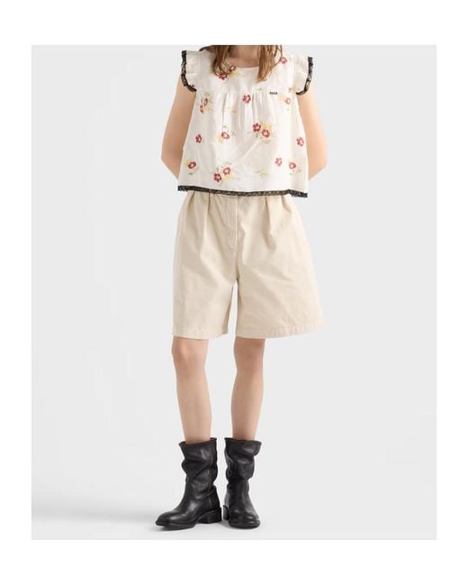 Prada Natural Old Gabardine Bermuda Shorts