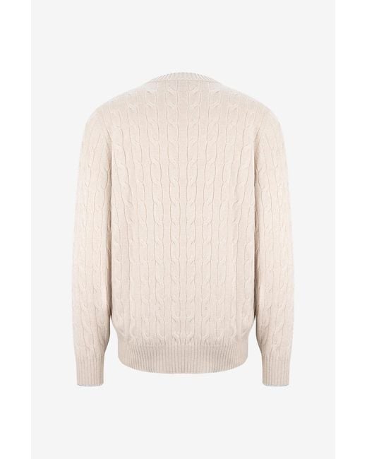Brunello Cucinelli White Crew Neck Long-Sleeved Knitwear for men