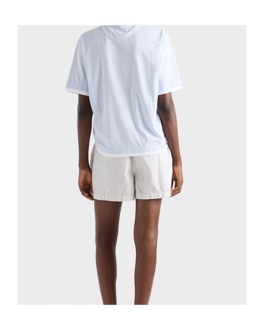 Prada White Girocollo Trimmed Knitted Top