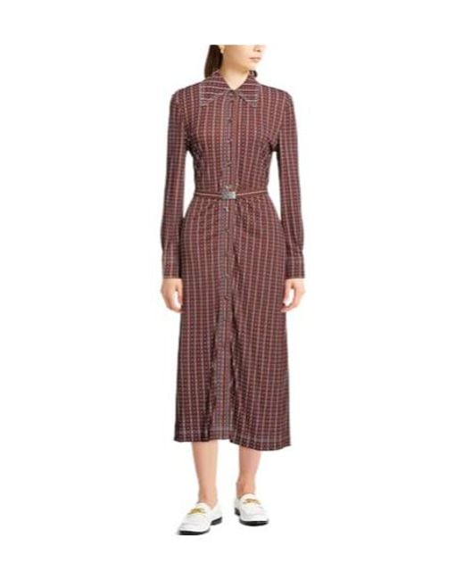 Tory Burch Purple Plaid Shirt Dress