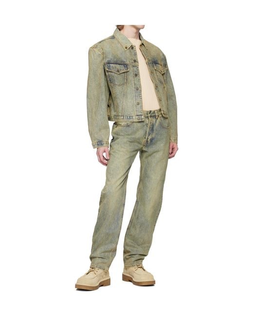 Entire studios Green Button-Front Denim Jacket for men
