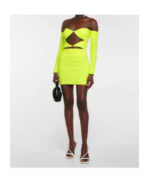 Alex Perry Yellow Hadley Lace Mini Dress