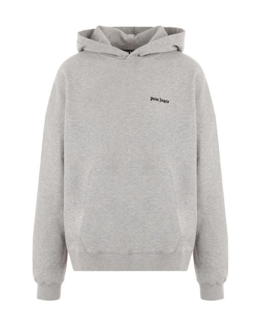 Palm Angels Gray Logo Embroidered Hoodie for men