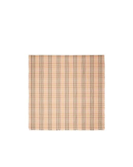 Burberry Natural Checked Frayed Edge Scarf