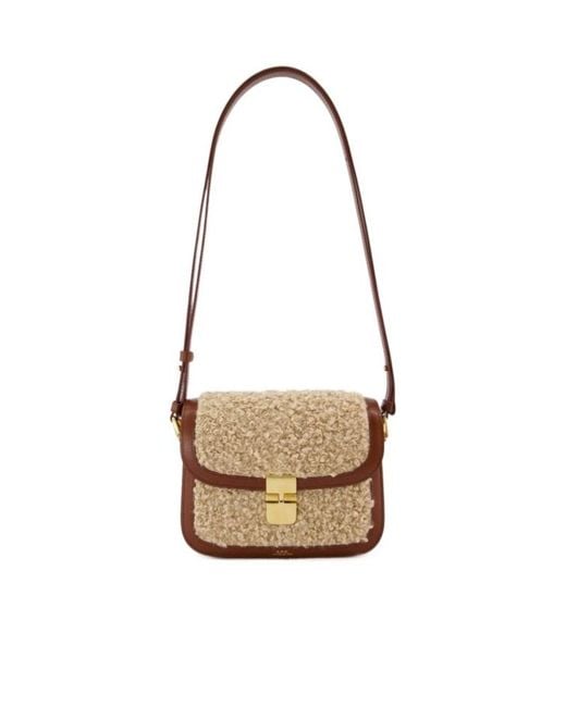 A.P.C. White Grace Foldover Top Small Crossbody Bag