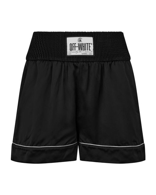 Off-White c/o Virgil Abloh Black Satin Logo-Patch Shorts