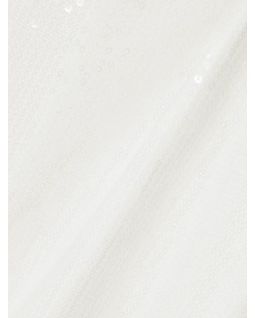 Alex Perry White Strapless Sequin Midi Dress