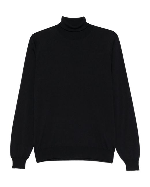 Lardini Black Turtleneck Wool Sweater for men