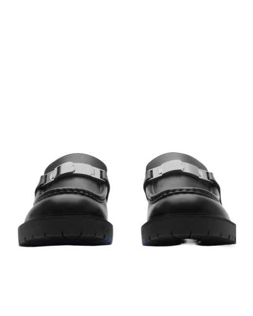 Burberry Black Raft Logo Plaque Slip-On Loafers for men