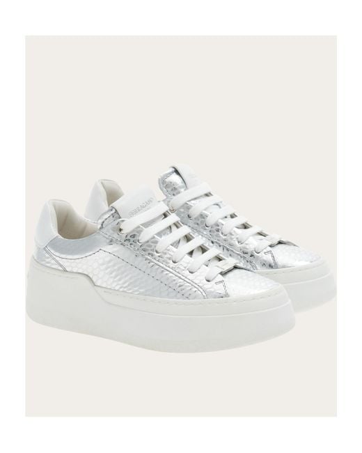 Ferragamo White Lace Up Sneakers