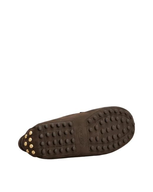 Tod's Brown Logo Detailed Slip-On Flat Shoes