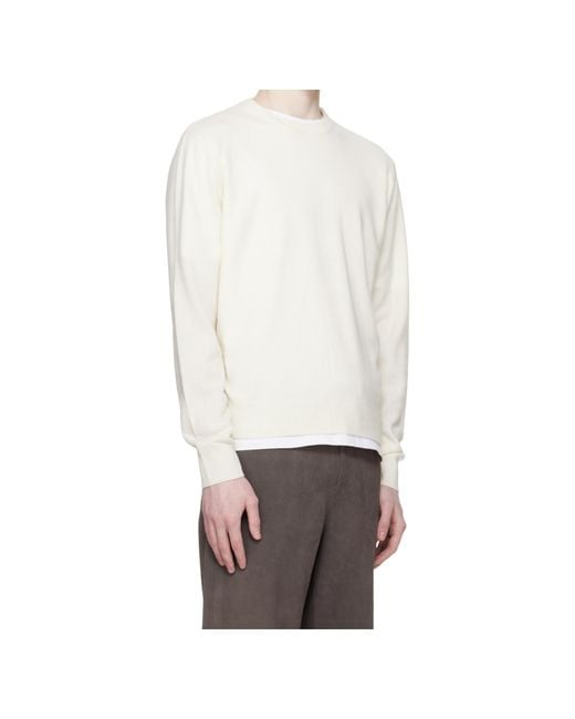 Entire studios White Knit Crewneck Sweater for men