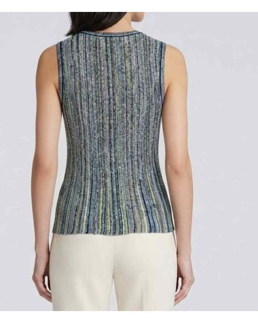Missoni Green Sleveless Striped Tank Top