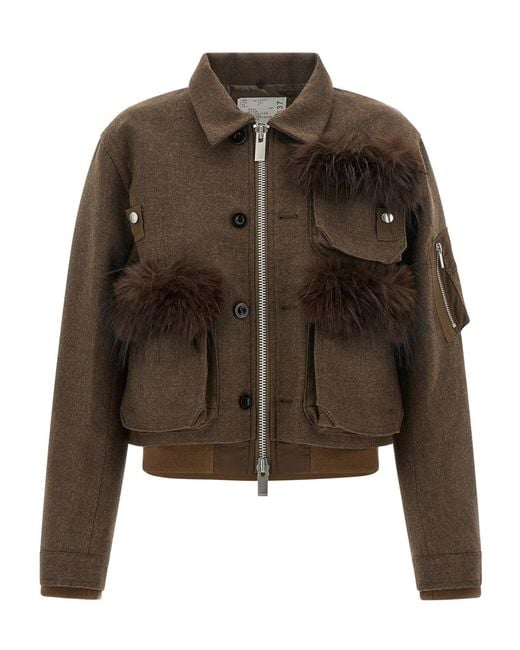 Sacai Brown Melton Blouson