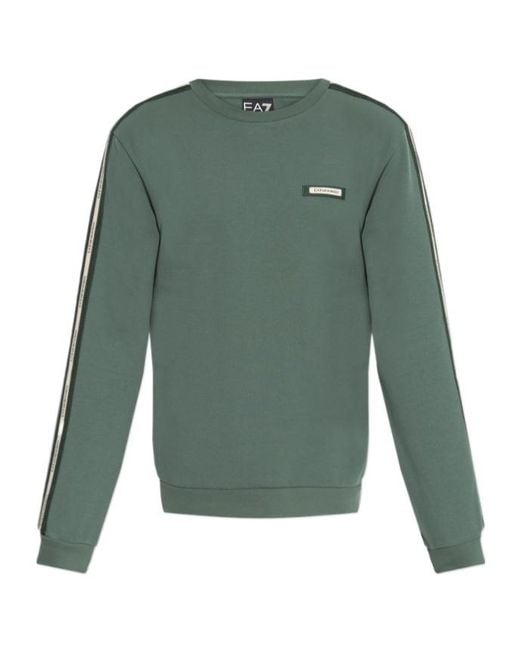 EA7 Green Logo Patch Crewneck Sweatshirt for men