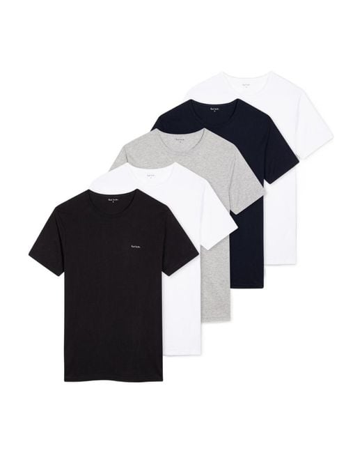 Paul Smith Blue 5 Pack Crewneck T-Shirt for men