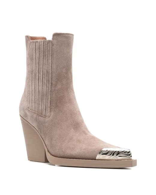 Paris Texas Brown Dallas Metal-Toe Ankle Boots