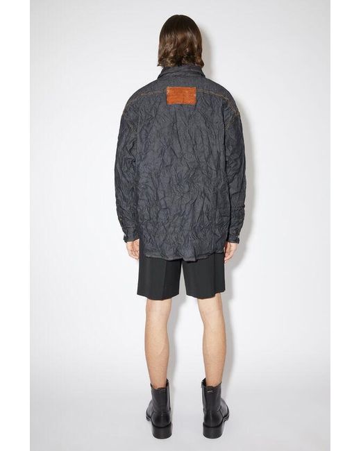 Acne Blue Crinkled Denim Shirt Jacket for men