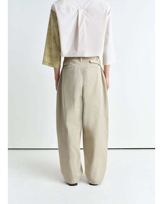 Lemaire White Pleated Wide Leg Chino Pants for men