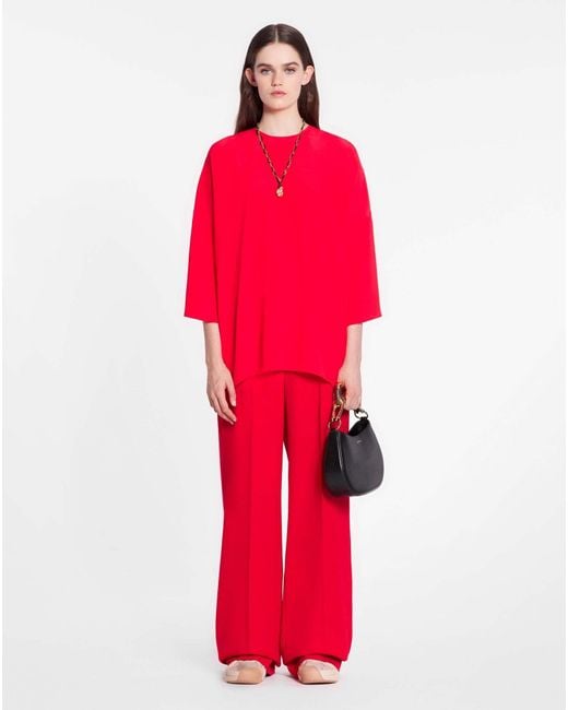 Lanvin Red Relaxed Fit Draped Blouse
