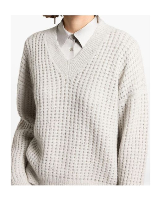 Peserico White Waffle-Knit Sweater
