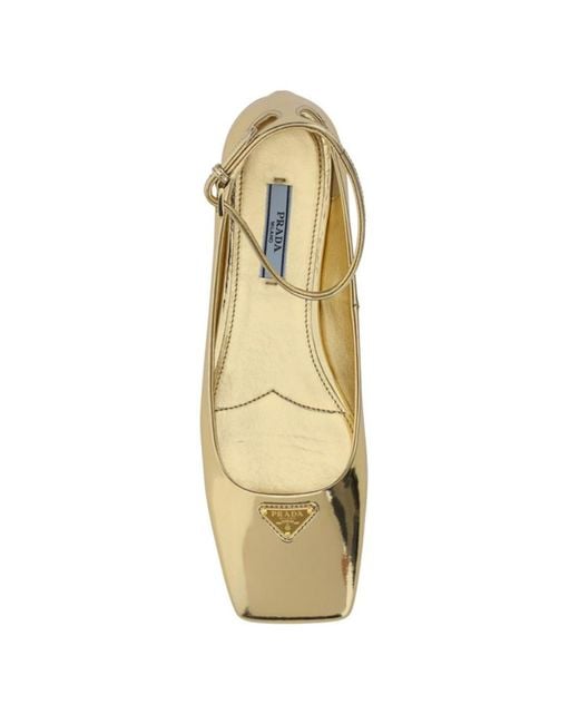 Prada Metallic Leather Ballerinas