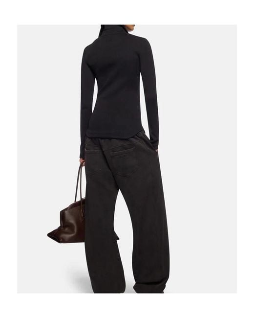 The Attico Black The Long-Sleeved Ribbed Top
