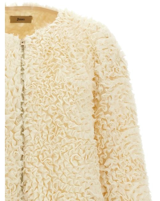 Herno Natural Mini Ruffle Jacket