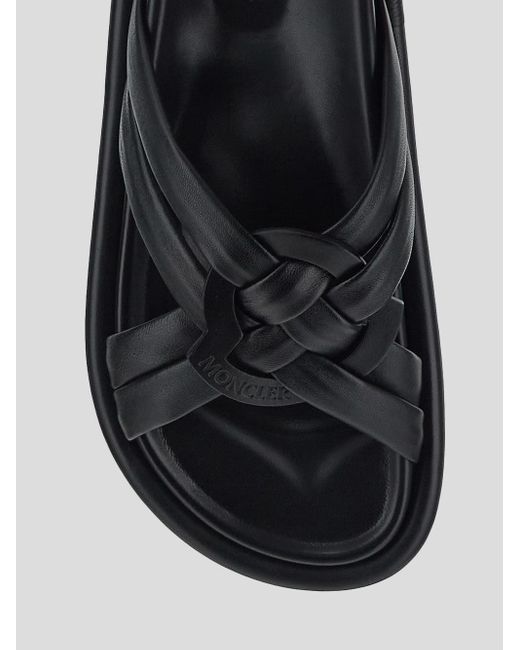 Moncler Black Logo Embossed Sandals