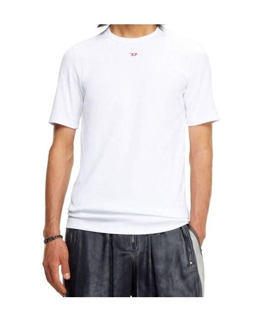 DIESEL White D-Ribber-N Logo Patch Knitted T-Shirt for men