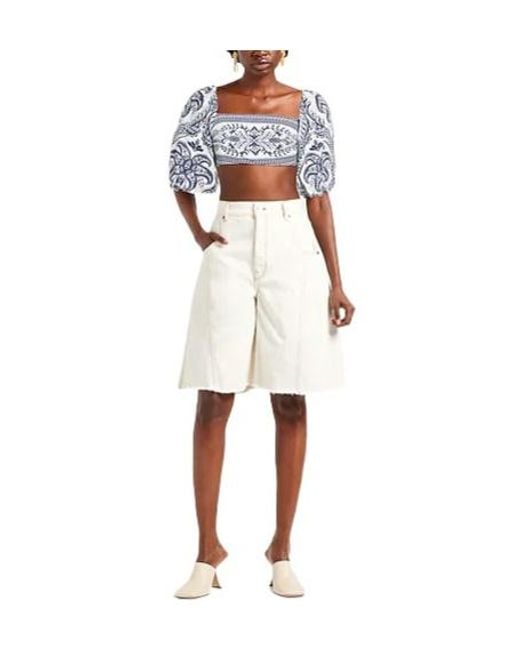 Farm Rio White Printed Crop Top