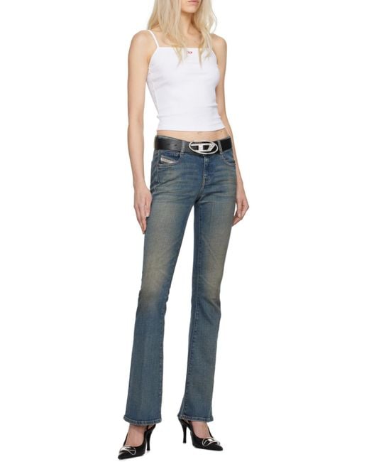 DIESEL White T-Hop-D Logo Embroidered Cami Top