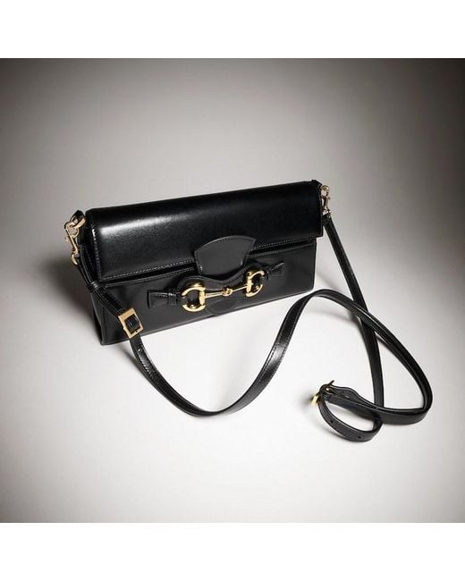 Gucci Black Horsebit Ristretto Medium Shoulder Bag