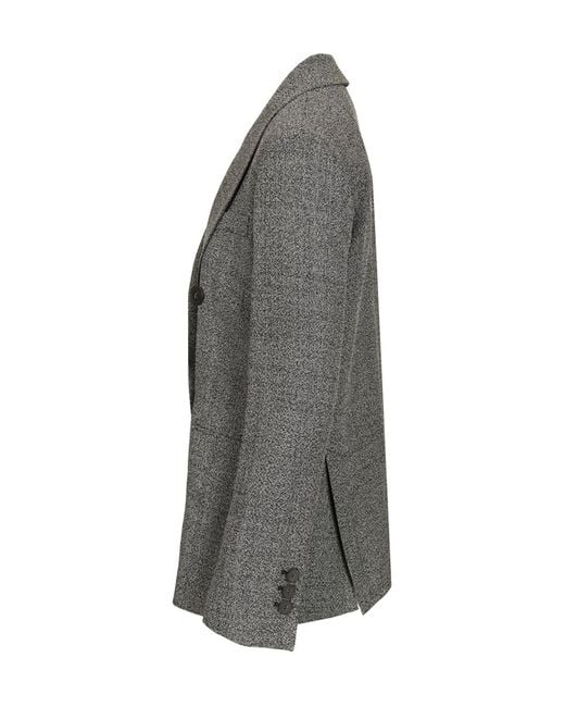 Emporio Armani Gray Double-Breasted Blazer