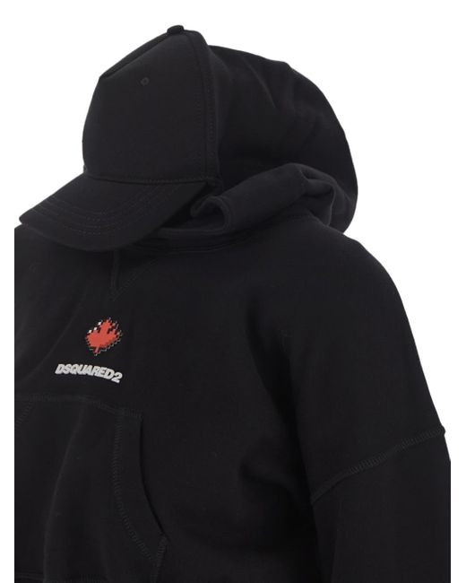 DSquared² Black Logo Printed Cropped Hoodie