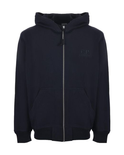 C P Company Blue Hooded Zip-Up Sweatshirt for men