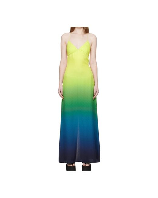 CASABLANCA Women's Green Gradient Halterneck Long Dress