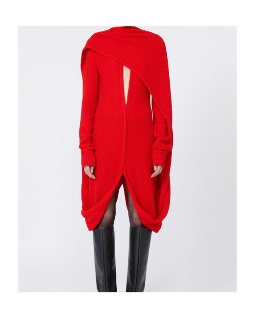 Sportmax Red Cut-Out Long-Sleeve Maxi Dress