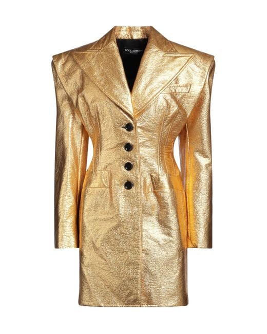 Dolce & Gabbana Metallic Solid Color Single-Breasted Long Coat