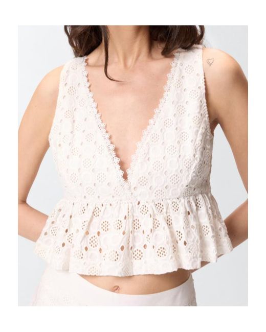 Pinko White Kiersten V-Neck Top