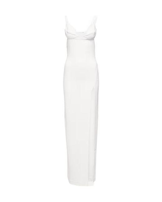 Nensi Dojaka White Bridal Cutout Crepe Gown