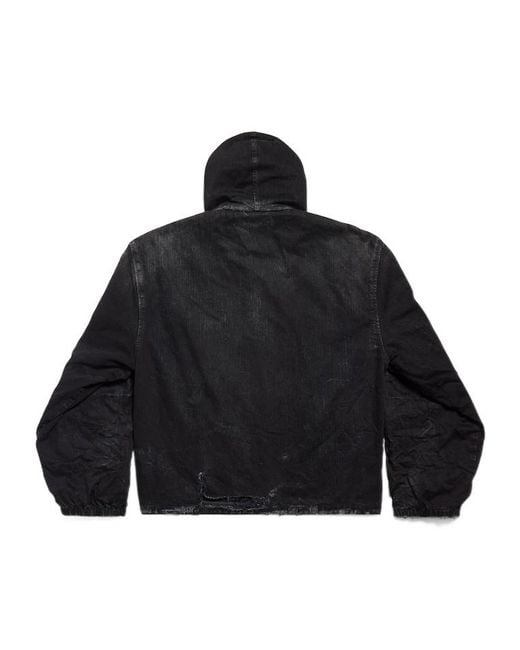 Balenciaga Black Hooded Workwear Jacket for men