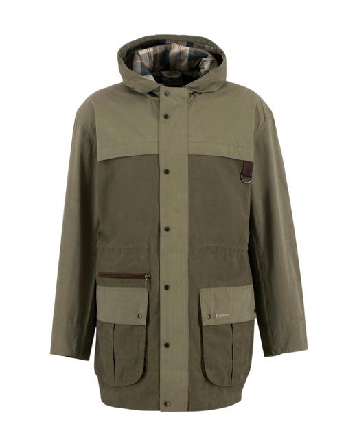 Barbour Green Logo-Embroidered Coat for men