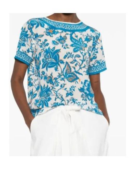 Etro Blue Pattern-Printed Short-Sleeved Top